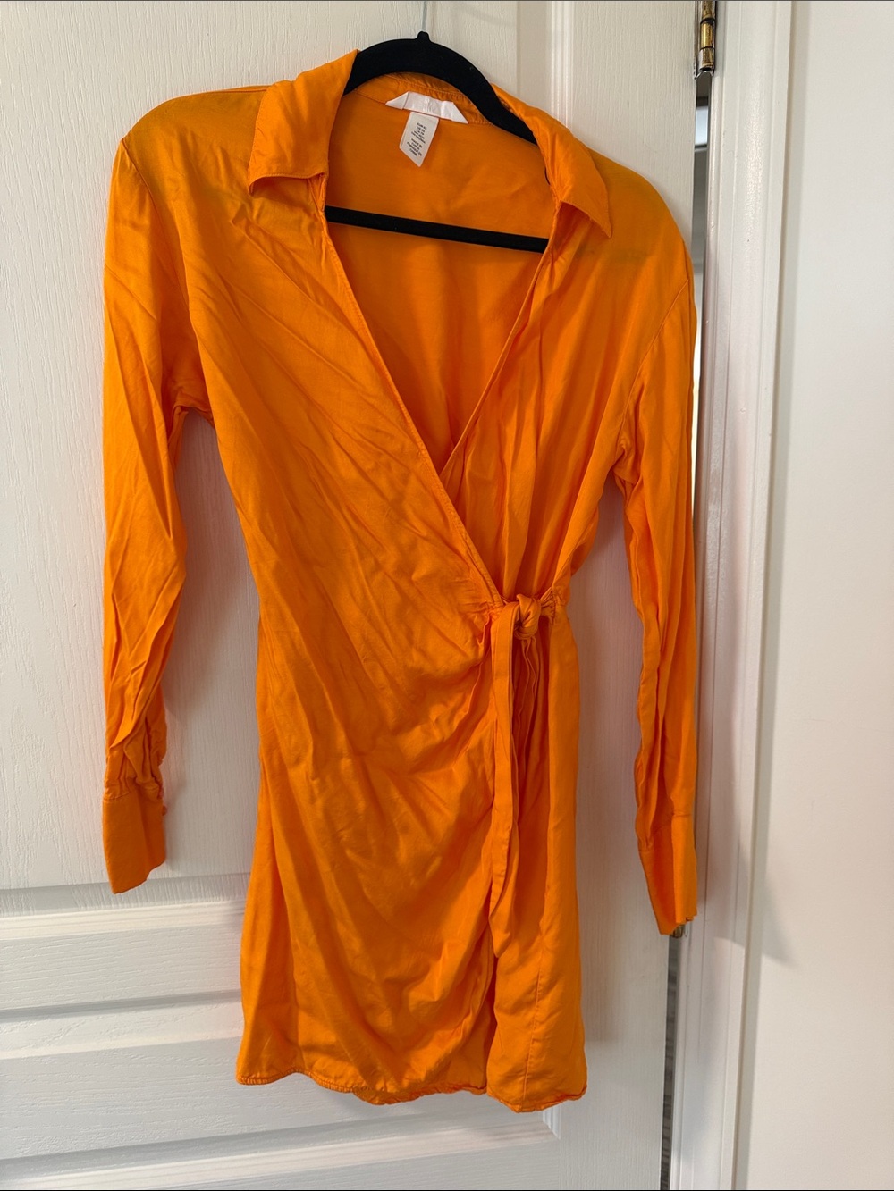 H&M Orange Long-Sleeve Wrap Mini Dress